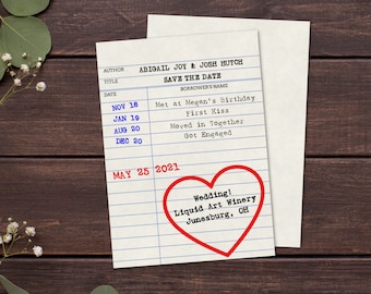 Library Card Save the Date Editable Instant Download 5x7 PDF, PNG, JPEG | Vintage Library Card Save the Date