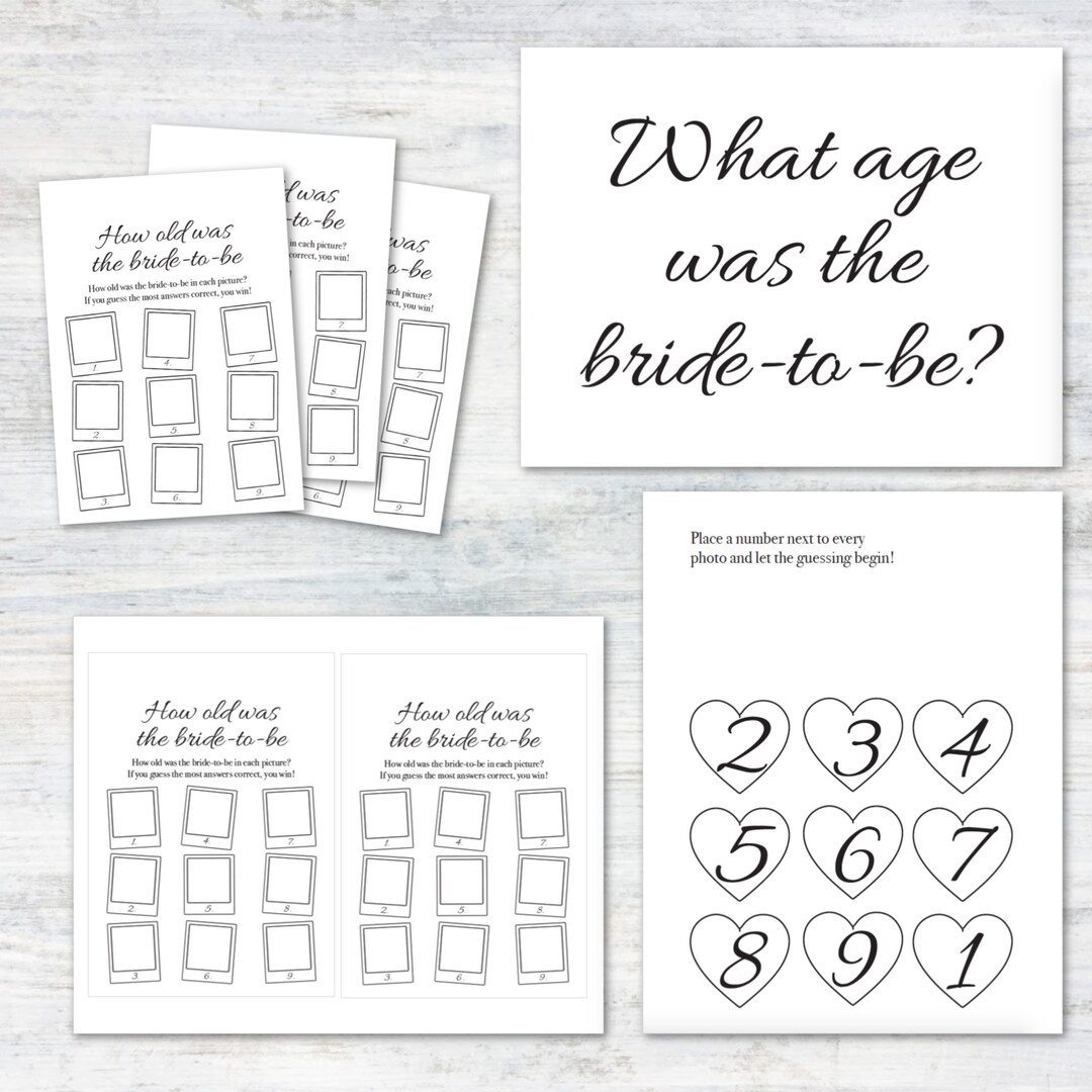 Guess the Age of the Bride to Be Game Guess How Old the - Etsy