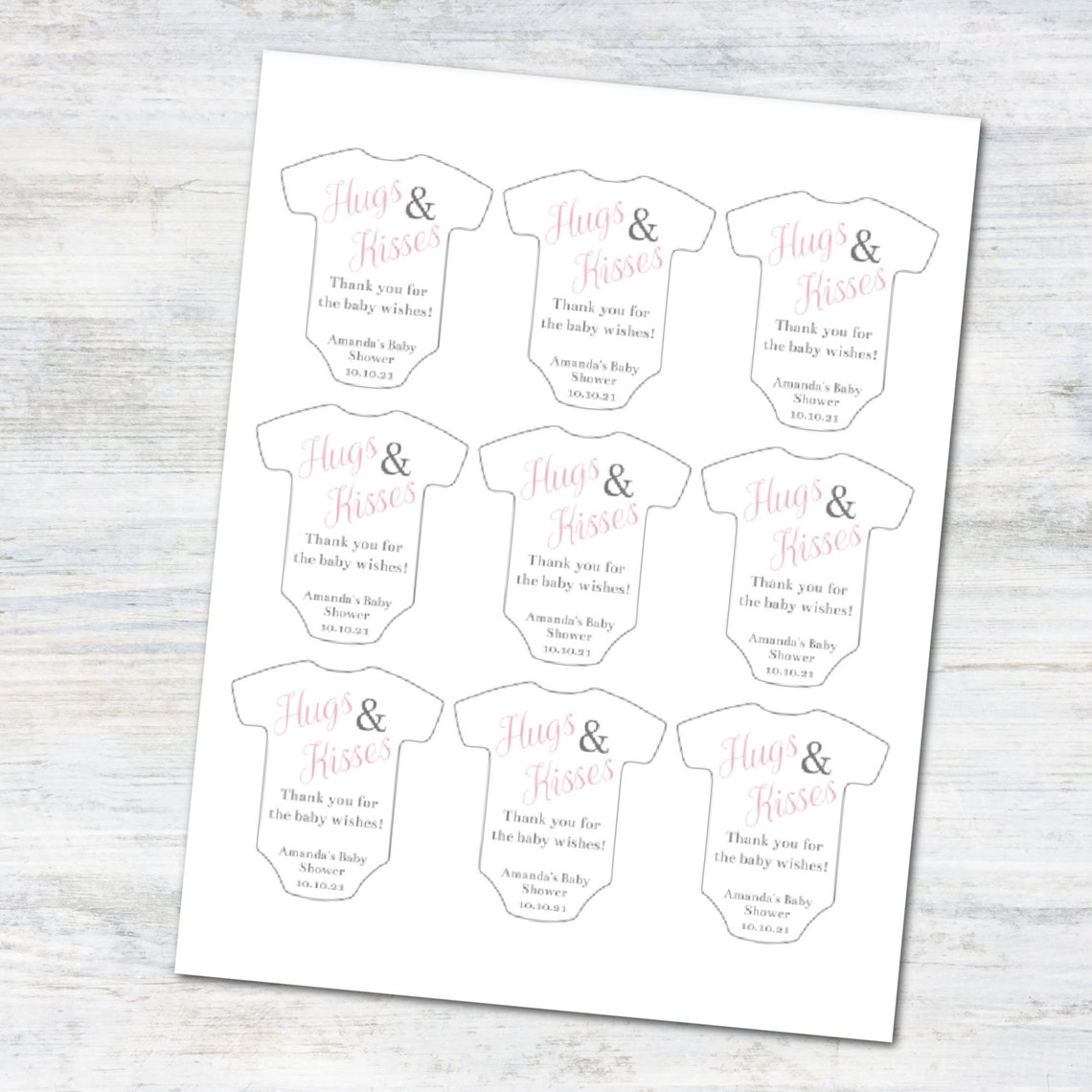 Hugs and Kisses Baby Shower Favor Tags Editable Digital Etsy