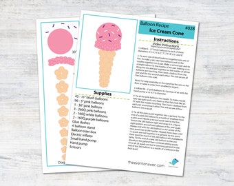 Tutorial e progetti per realizzare una colonna di coni gelato con i palloncini / Ricetta digitale per palloncini