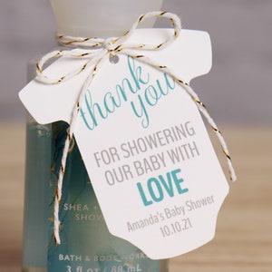 Thank You Baby Shower Favor Tags Editable Digital Download | Baby Onesie Party Favor Tags