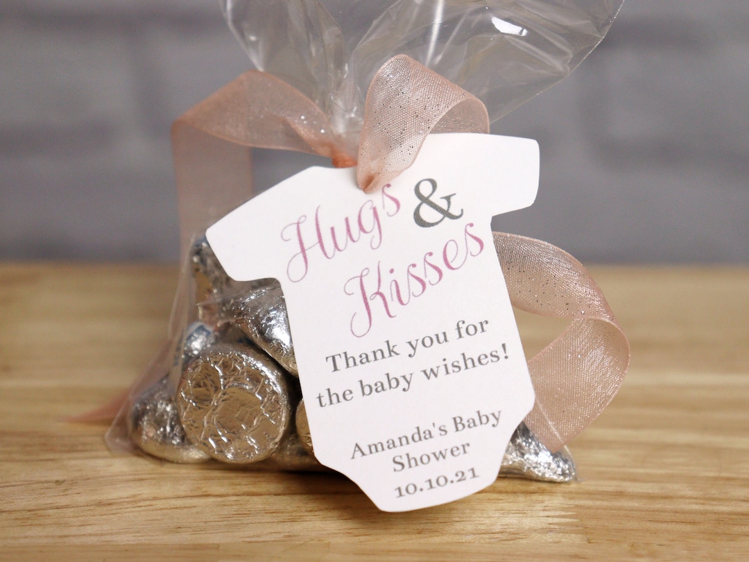 Baby Shower Favor Tag Wording Kisses Can Bearly Wait Stickers Baby