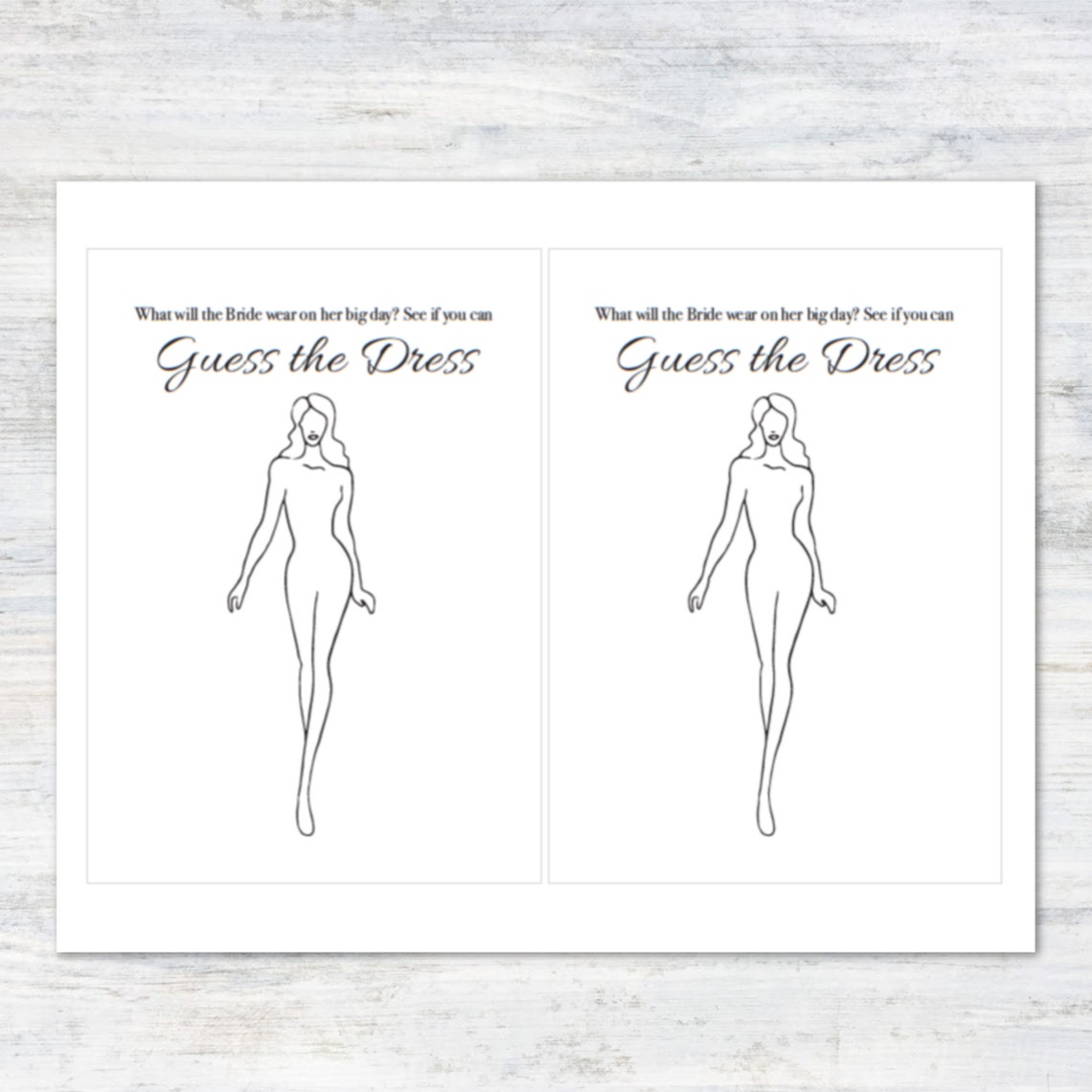 Guess the Dress Bridal Shower Game Printable Instant Download Etsy