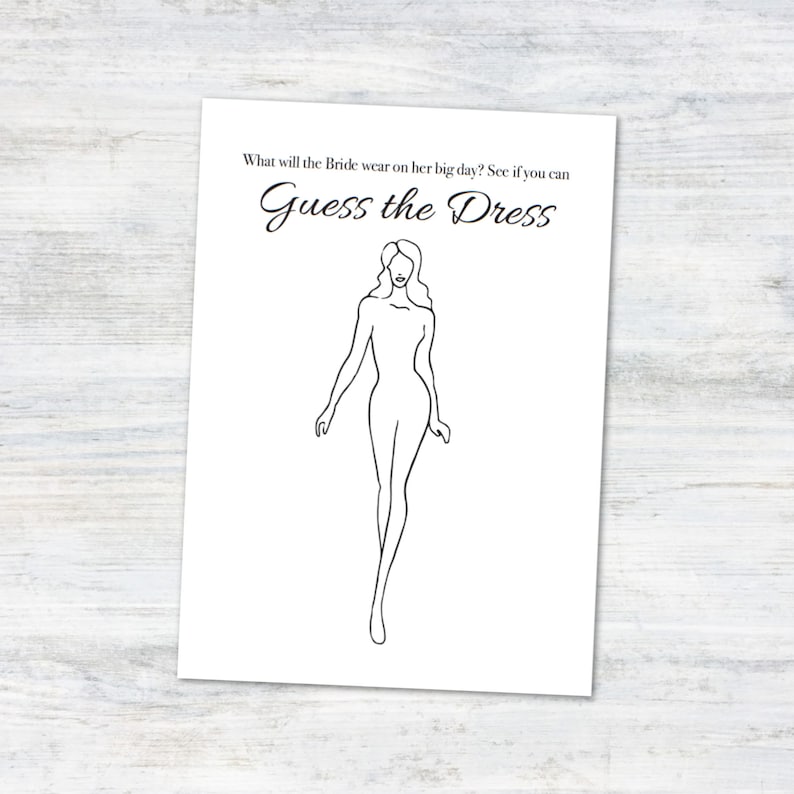 Guess the Dress Bridal Shower Game Printable Instant Download Etsy