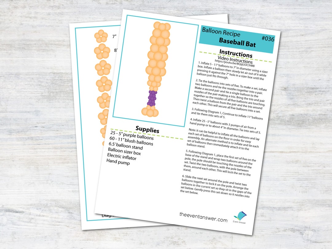 Baseball Bat Balloon Column Tutorial and Plans Digital Balloon Recipe