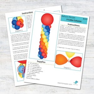 Tutorial e piani per la colonna di palloncini colorati a 5 colori / Ricetta per palloncini digitali