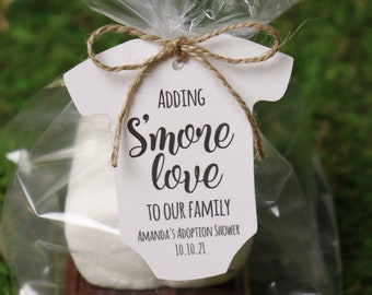 Adding S'more Love Adoption Shower Favor Tags Editable Digital Download | Adoption Party Favor Tags