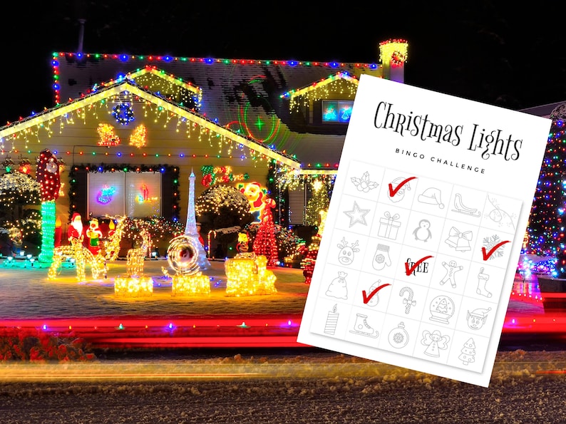 Christmas Light Bingo Printable Pdfs 6 Different 5x7 Etsy