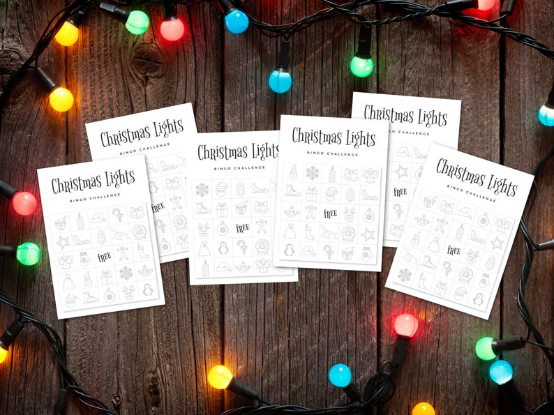 Christmas Light Bingo Printable Pdfs 6 Different 5x7 Etsy
