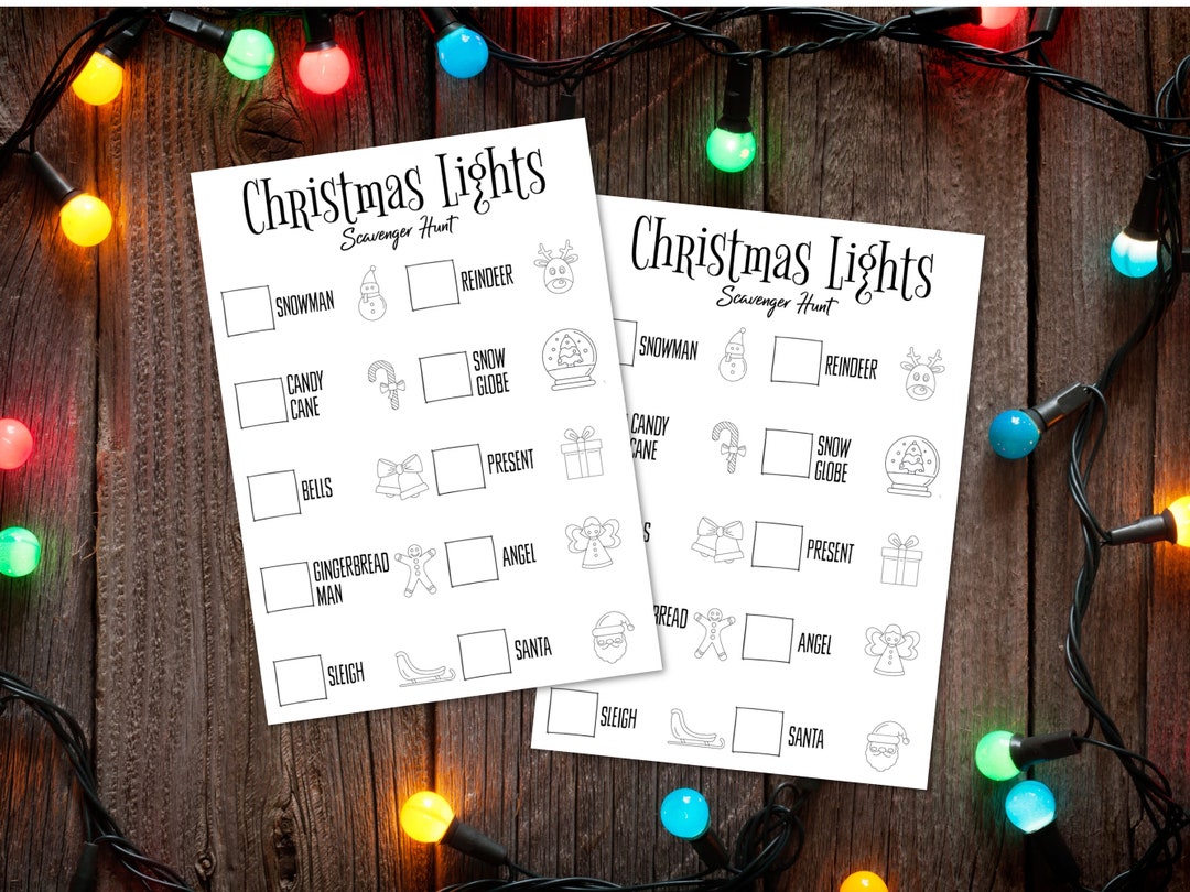 Christmas Light Scavenger Hunt Printable Pdfs 5x7 Etsy