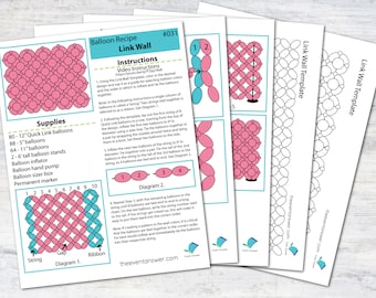 Tutorial, plantilla y planos para pared con enlaces de globos / Receta digital de globos