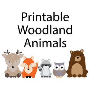 Instant Download Printable Woodland Animals Set | Woodland Centerpieces, Giant Animal Templates, Place Cards and Trail Mix Bar Signs