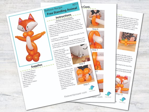 Balloon Animal Tutorial and Plans Digital Balloon Recipe - Etsy