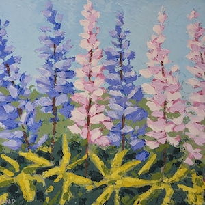 Pink and purple lupine, giclee print by Gail Cleveland