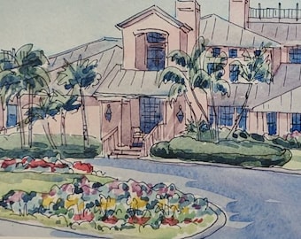 The Pass Club, Boca Grande, Florida. Giclee print by Gail Cleveland 4"x12" unframed