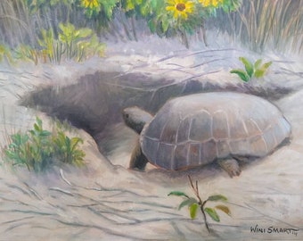 Hole for One, original oil painting by Wini Smart