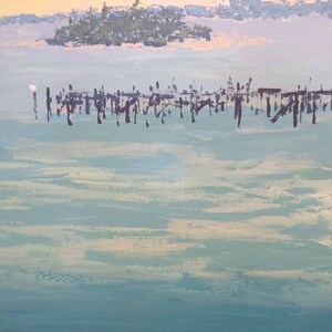 The Rail Road Bridge, Boca Grande Causeway,  4'x5' original acrylic painting on canvas by Gail Cleveland