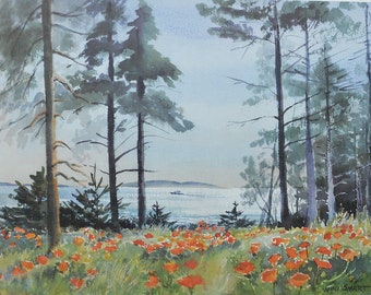 Poppies by the Sea, Wini Smart Print