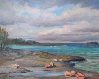 Changing Weather, Bahamas. Original oil painting on canvas by Wini Smart. 18"x24"