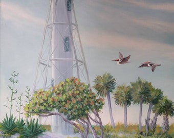 Range Light, acrylic painting on canvas by Gail Cleveland