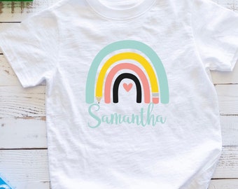 Personalized First Day Of School Shirt, Rainbow Pencil Design