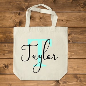 Personalized initial canvas bag/ initial tote bag/ personalized tote/ bridesmaid gift/ bridesmaid bag/ bridesmaid tote/ maid of honor tote/