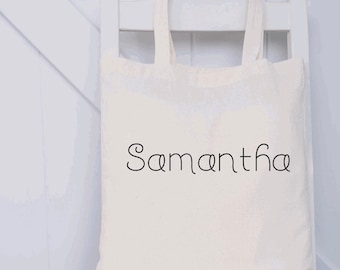 Personalized Cotton Canvas Tote Bag, Custom Name Market Bag