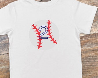 Boys Baseball Birthday Shirt, Personalized Number Tee