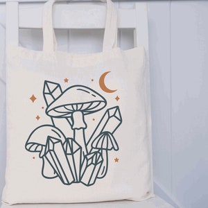 Mushroom tote, moon tote, Crystal tote, mushroom bag, moon bag, Crystal bag, tote, bag, tote bag, women’s tote bag, market tote bag, market