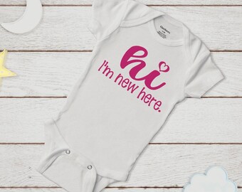 Hi I’m new here, baby girl, baby girl clothing, baby girl outfit, baby outfit, new baby gift, baby gift, baby shower gift, girl, baby girl s