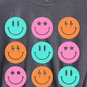 Smile shirt, smiley, smile face shirt, womens T-shirt, womens, smiley T-shirt, womens smiley shirt, face, neon, popular T-shirts, T-shirt image 2