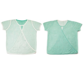 Top T-Shirt Spring Women Fashion Reversible Cross Front Emily Keller White Mint Green Mesh Tshirt T Shirt Short Sleeve Easter Functional