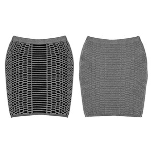 Skirt Reversible Merino Wool Cotton Body Con Textured