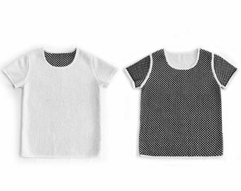 T-Shirt Top Spring Women Fashion Reversible Cotton Knit Textured Knitted Black White Light Gray Emily Keller Functional Easter Sustainable