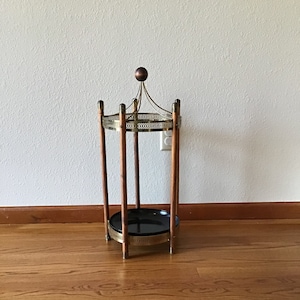 Vintage Decorative Metal and Wood Umbrella Stand, Victorian Umbrella Stand
