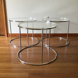 Vintage Chrome Nesting Tables, Italian Nesting Tables, Acrylic Tops