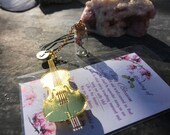 Real Cherry Blossom Dehydrated Terrarium w 18 k gold plated violent cello bookmark