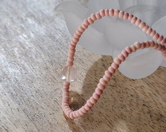 Top Quality Nature Rose Quartz stretch baby pink micro beaded bracelet