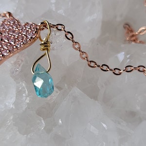 Candy Joyful, natural Paraiba tourmaline, pink tourmaline, 925 sterling silver, heart charm necklace, Love natural with open heart.