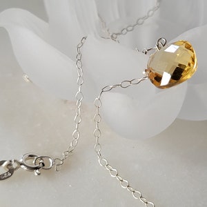 Natural top quality golden citrine with 925 sterling silver silver necklace