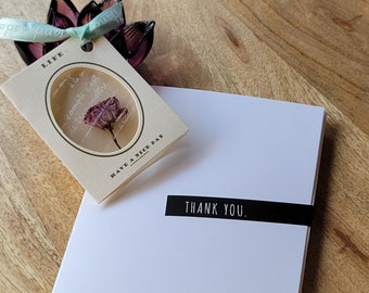 Natural inspire | Open heart origami thank you card with Cherry Blossom Dehydrated  bookmark |  Handmade stationery, Personalized note cards