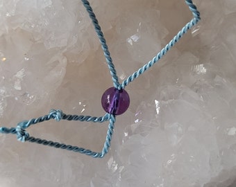 Natural Healing power Amethyst, Pure silk adjustable blessing bracelet