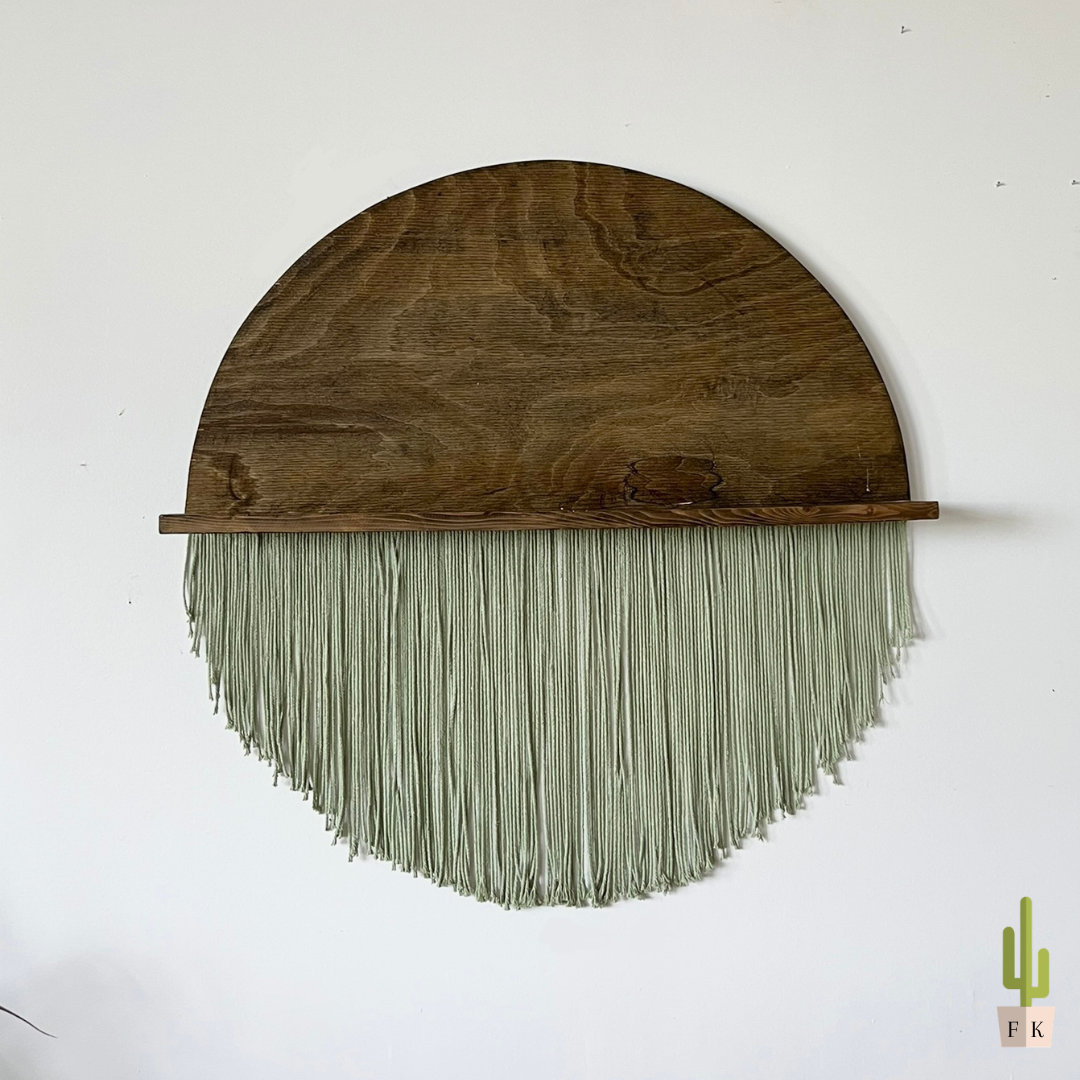 Large Round Fiber Art Wall Hanging Modern Macrame Green Etsy