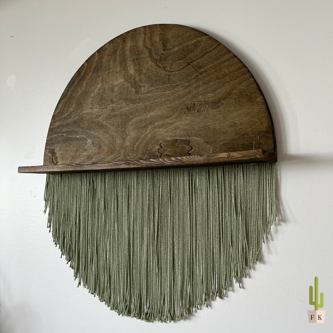 Large Round Fiber Art Wall Hanging Modern Macrame Green Etsy