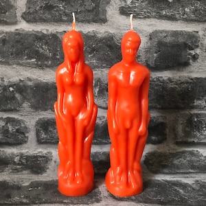 Couple Beeswax Candles Orange