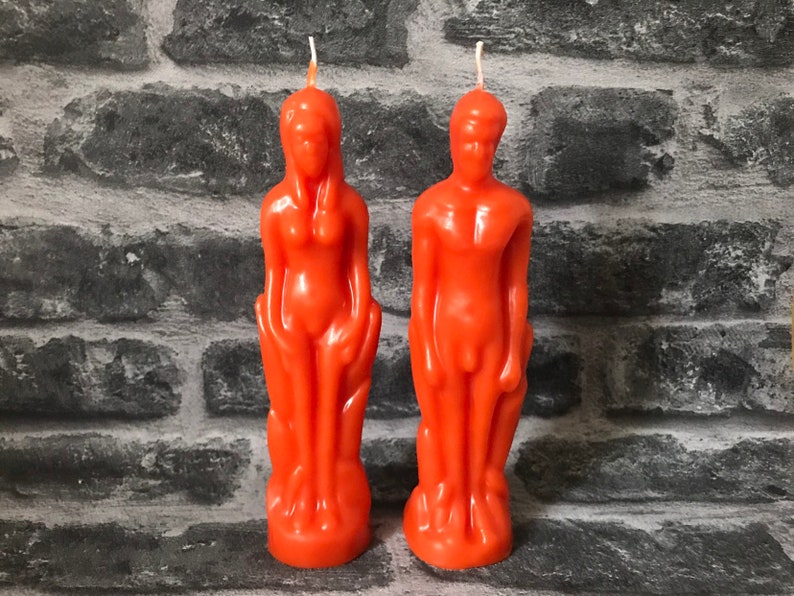 Couple Beeswax Candles Orange