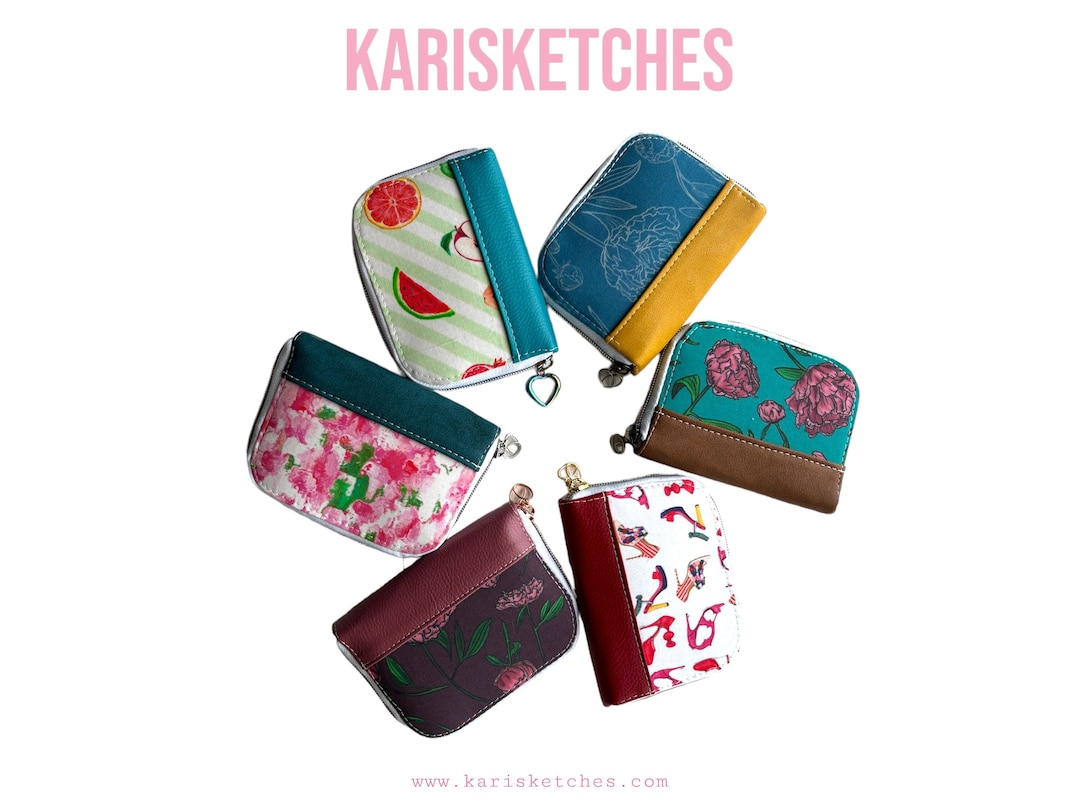Mini Zip Around Wallet, Zip Around Wallet, Small Wallet, Compact Wallet ...