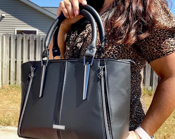Featured listing image: Luxury Black Faux Leather Handbag