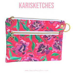 Bolsa cosmética con doble cremallera, billetera de algodón, llevar todo, bolso con dos compartimentos, anillo en D