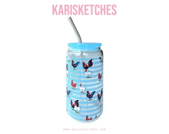 Chickens and Roosters Glass